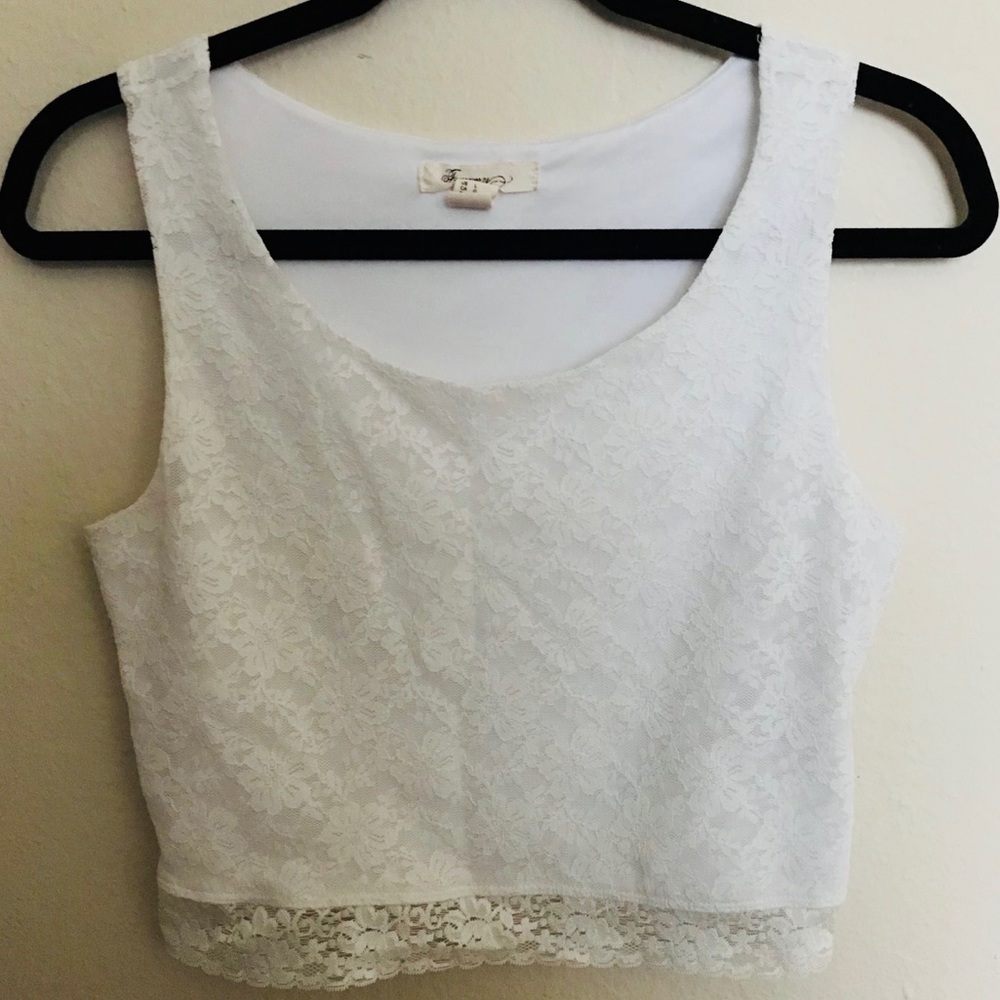 White lace crop top